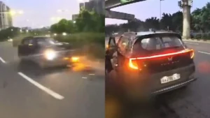 Gurugram Accident Caught on Camera Biker Dies After Being Hit by Car on Wrong Side