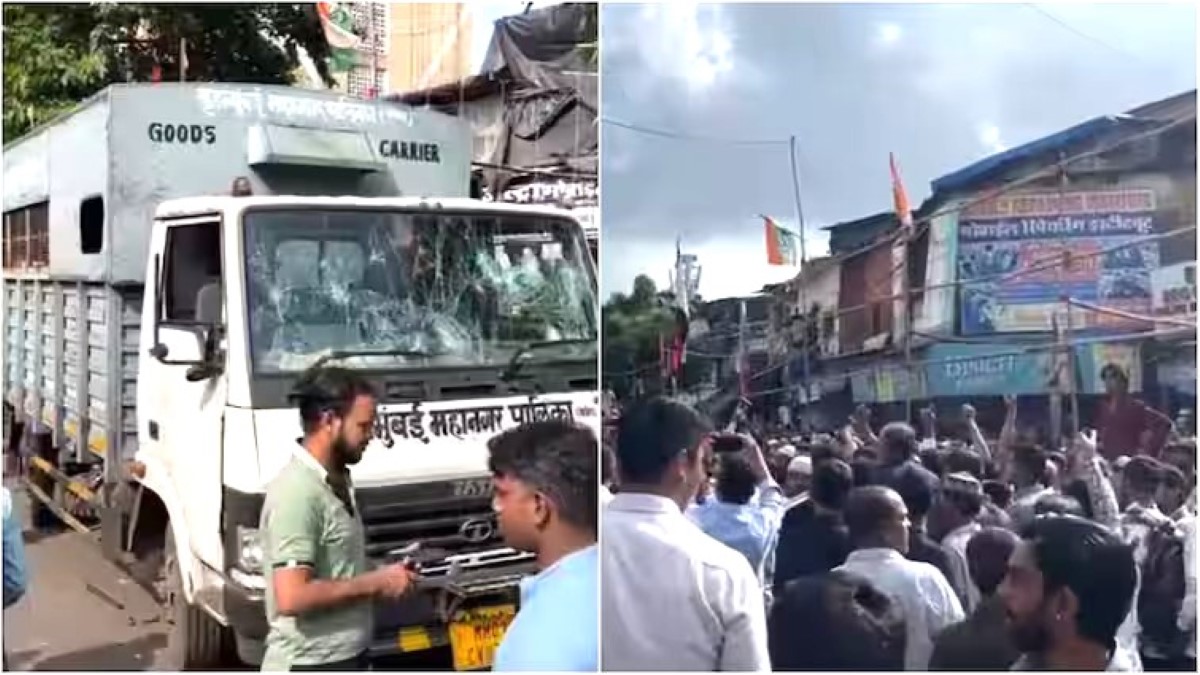 Protest Erupts in Dharavi Against Demolition of Mosque, BMC Vehicle Vandalized