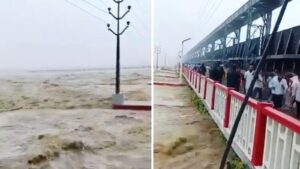 People scream, run off bihar bridge as kosi river water rises amid floods